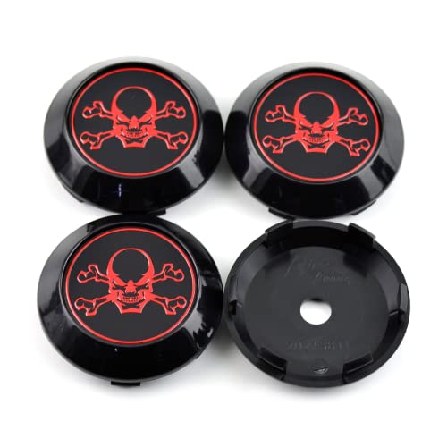 GTownWorks 70mm 275in for Akita RPF1 18in Wheel Center Caps with Skull Sticker Center Hubcaps Center Cover Replacement for Rim Black4 Pack C123201B C123201B
